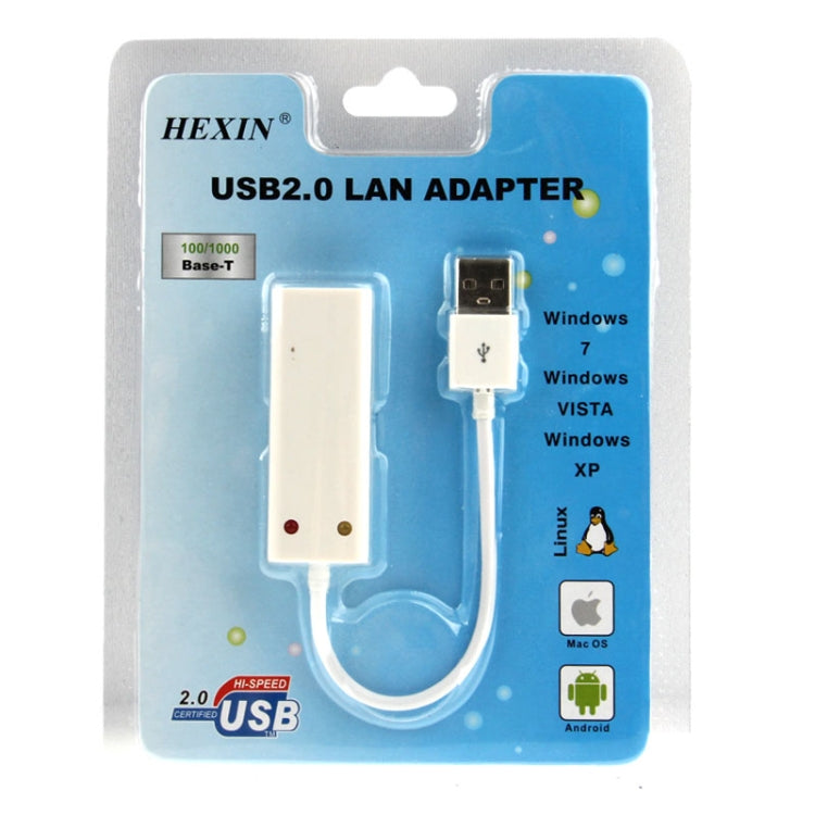 Tarjeta adaptadora LAN Hexin 100 / 1000Mhps Base-T USB 2.0 Para Tableta / PC / Apple Macbook Air compatible con Windows / Linux / MAC OS