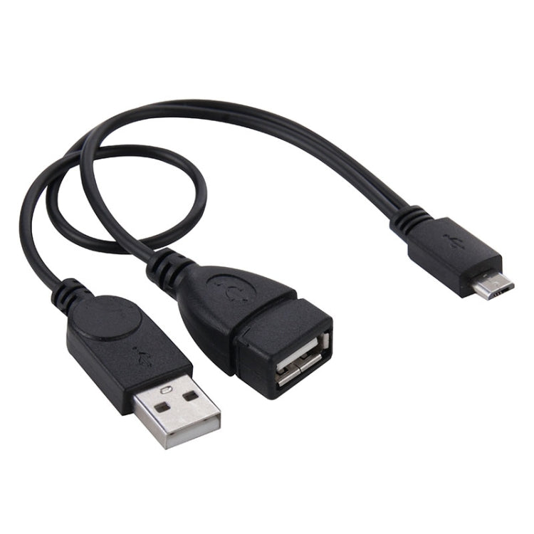Micro USB vers USB 2.0 mâle et USB 2.0 femelle hôte OTG convertisseur adaptateur longueur du câble : environ 30 cm (noir)
