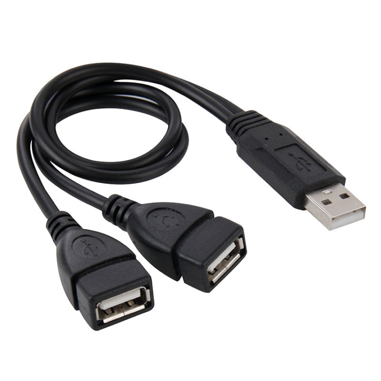 Cable adaptador USB 2.0 Macho a 2 Conectores Hembra USB Dual Para computadora / computadora Portátil longitud: aProximadamente 30 cm (Negro)