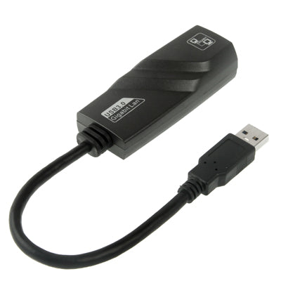 USB 3.0 10 / 100 / 1000 Mbps Ethernet Adapter For Laptops Plug and Play (Black)