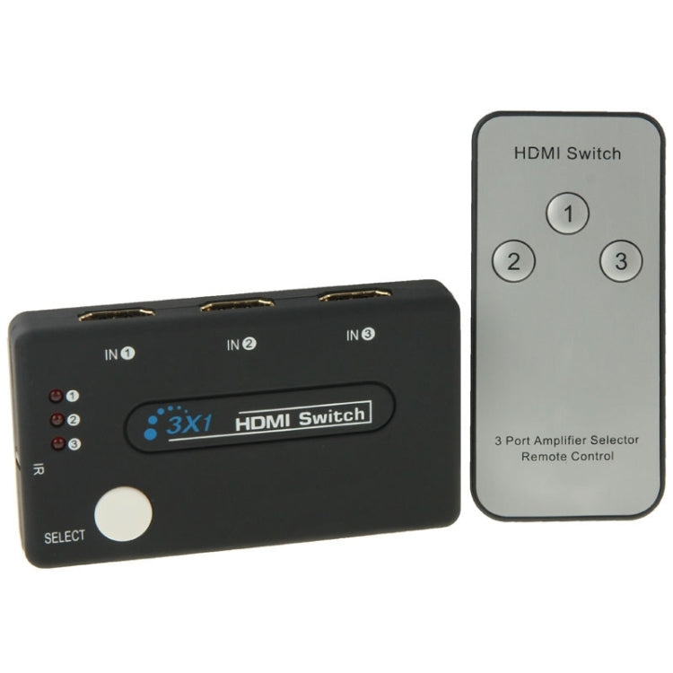 Mini selector 3x1 HD 1080P HDMI V1.3 con Control remoto Para HDTV / STB / DVD / Proyector / DVR
