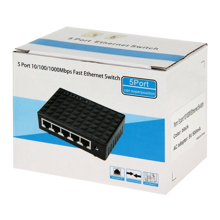 5 Port 10 / 100 / 1000 Mbps Ethernet Desktop Switch
