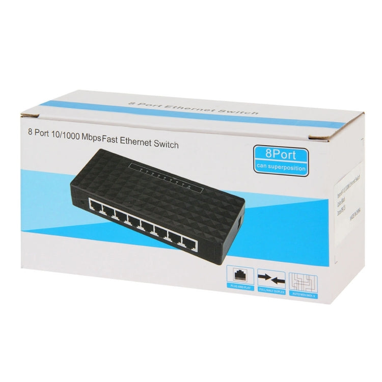 8 Port 10 / 100 / 1000 Mbps Ethernet Desktop Switch