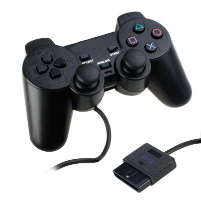 Controlador de Juegos analógico con Cable Dual Shock Para PS2 (Negro)