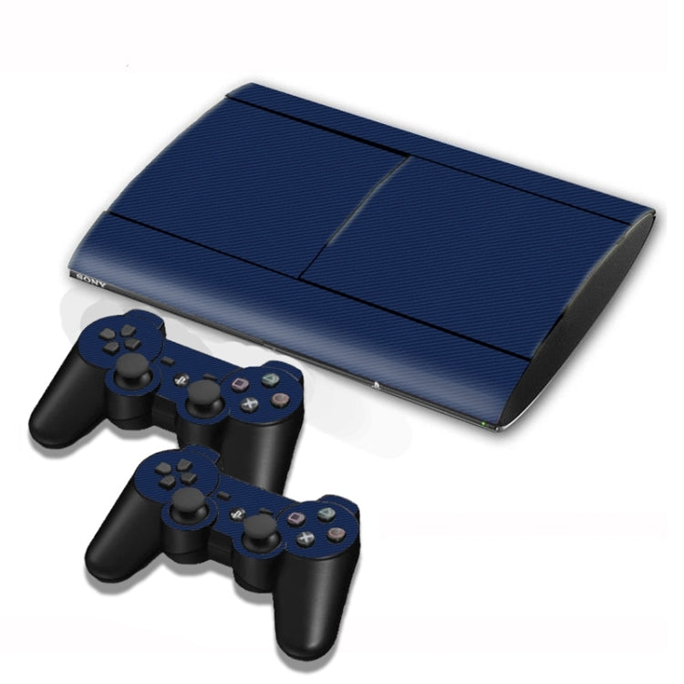 Adhesivos con textura de fibra de carbono Para Consola de Juegos PS3 (Azul Oscuro)