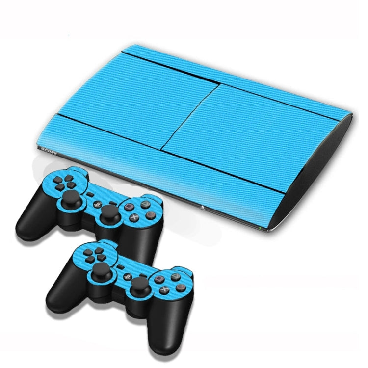 Peaux de texture en fibre de carbone pour console de jeu PS3 (bleu)