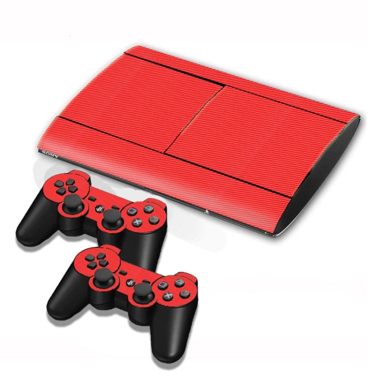 Adhesivos con textura de fibra de carbono Para Consola de Juegos PS3 (Rojo)