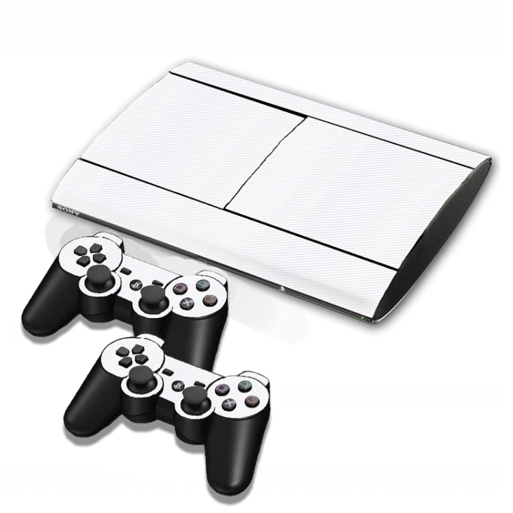 Adhesivos con textura de fibra de carbono Para Consola de Juegos PS3 (Blanco)