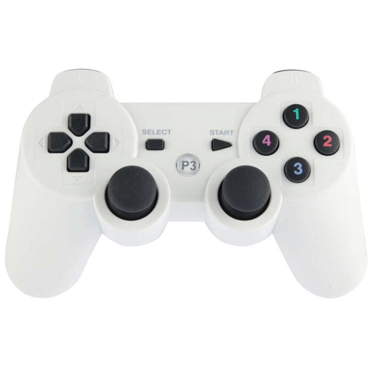 Controlador Inalámbrico Double Shock III Manette Sans Fil Double Shock III Para Sony PS3 tiene acción de vibración (con logotipo) (Blanco)