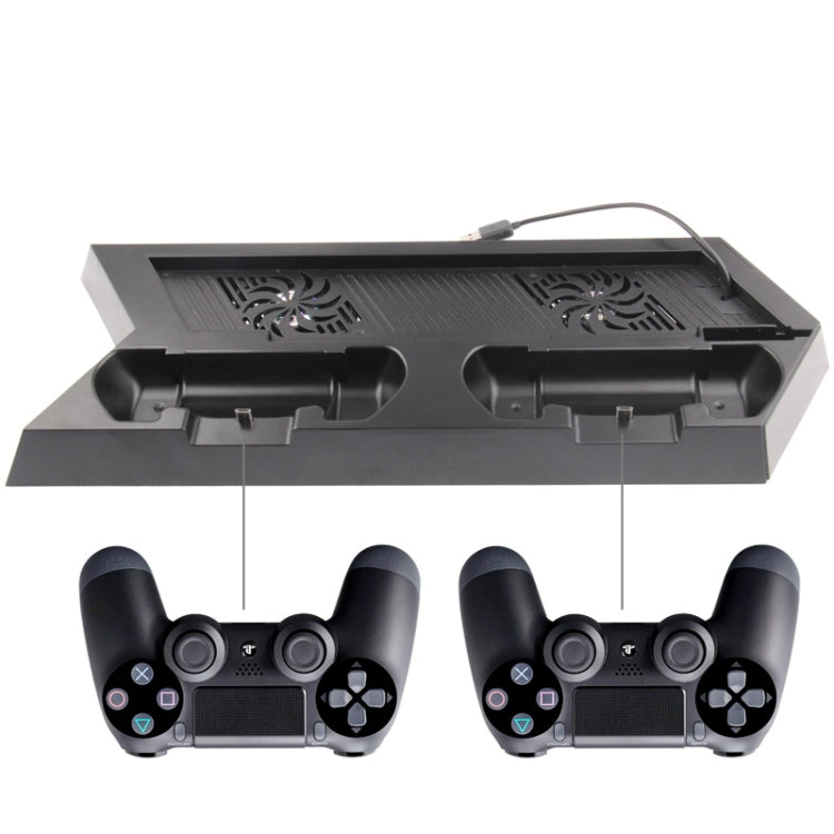 Dual USB Charging Stand Cooling Fan Controller Stand Holder Cooler For PS4 Console Cooler (Black)