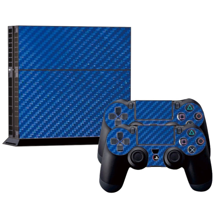 Peaux de texture en fibre de carbone pour console de jeu PS4 (bleu)