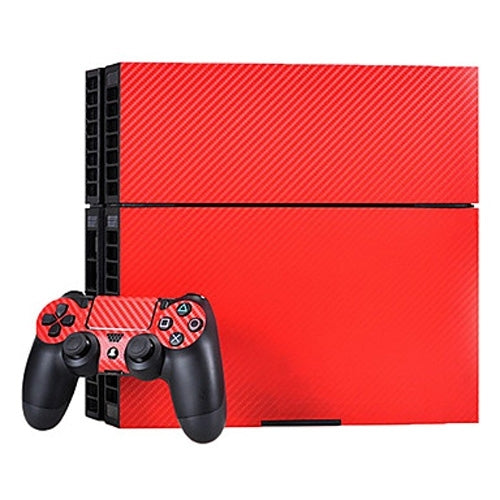 Adhesivos con textura de fibra de carbono Para Consola de Juegos PS4 (Rojo)