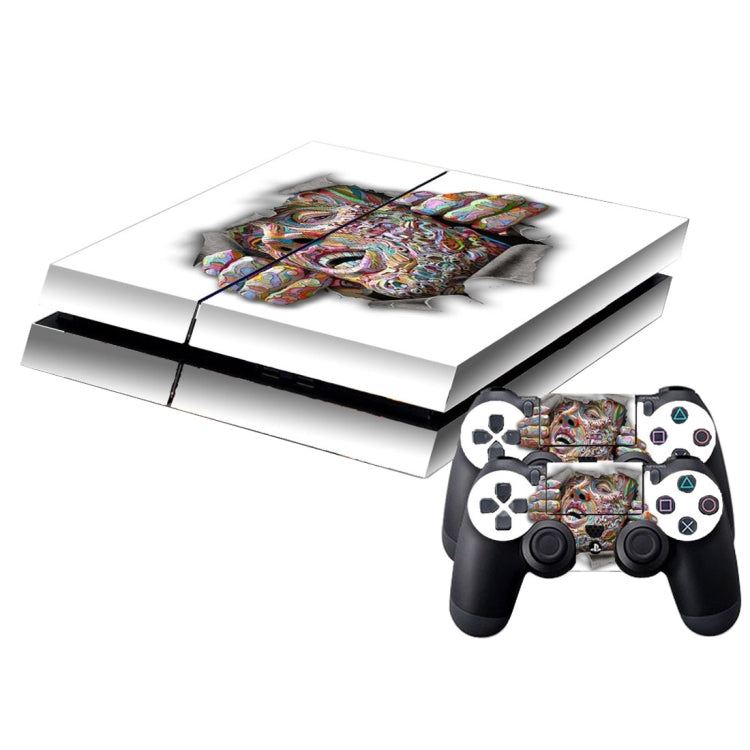 3D Effect Color Face Pattern Cover Skin Protective Sticker For PS4 Game Console