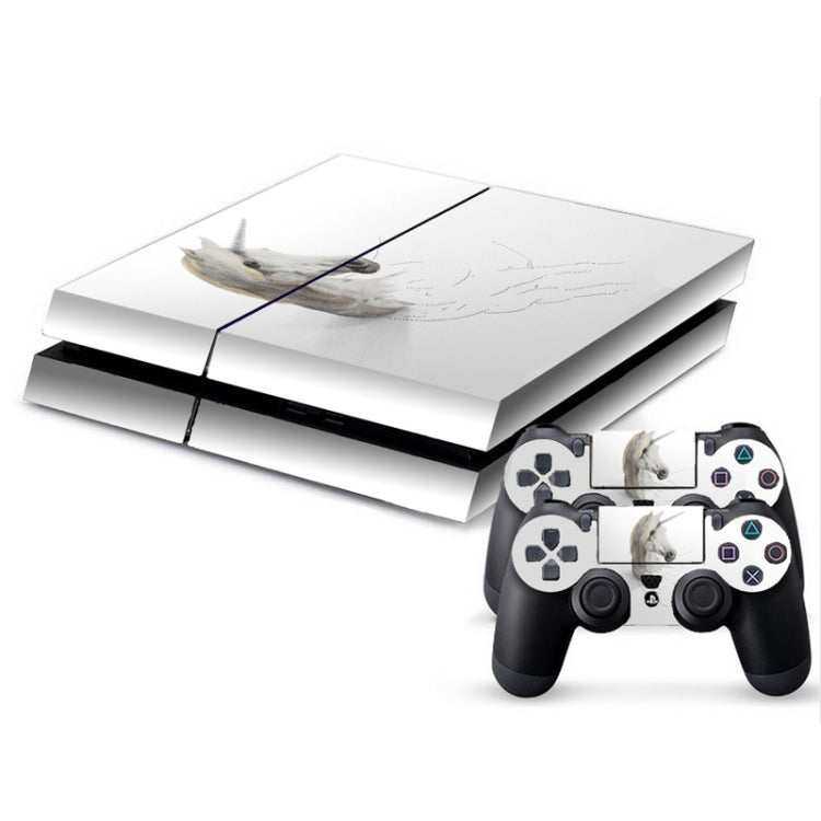 3D Horned Horse Pattern Cover Skin Protective Sticker For PS4 Game Console