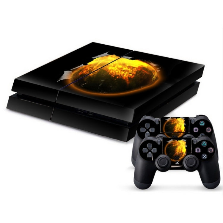 3D Fireball Pattern Cover Skin Protective Sticker For PS4 Game Console