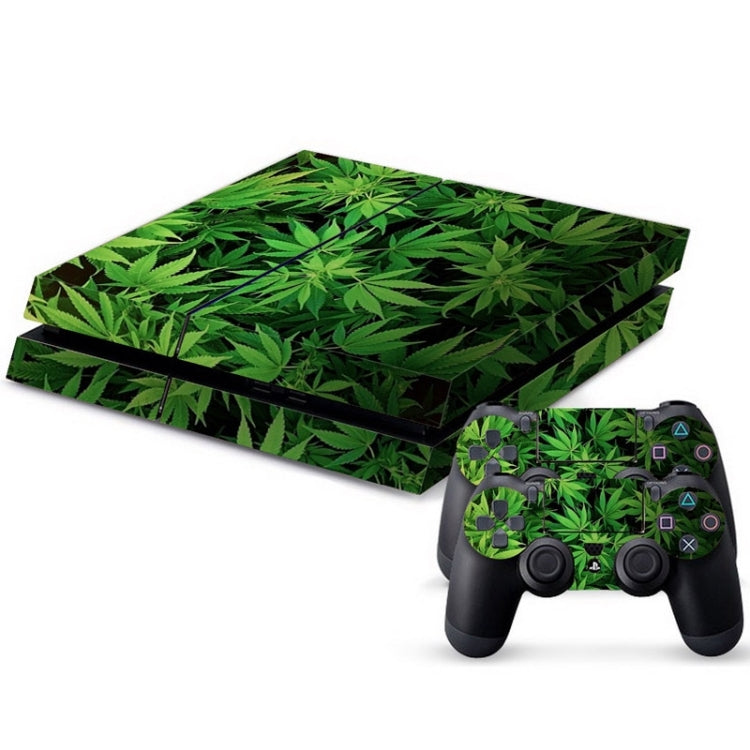 Green leaves pattern Cover Skin Sticker For PS4 Game Console
