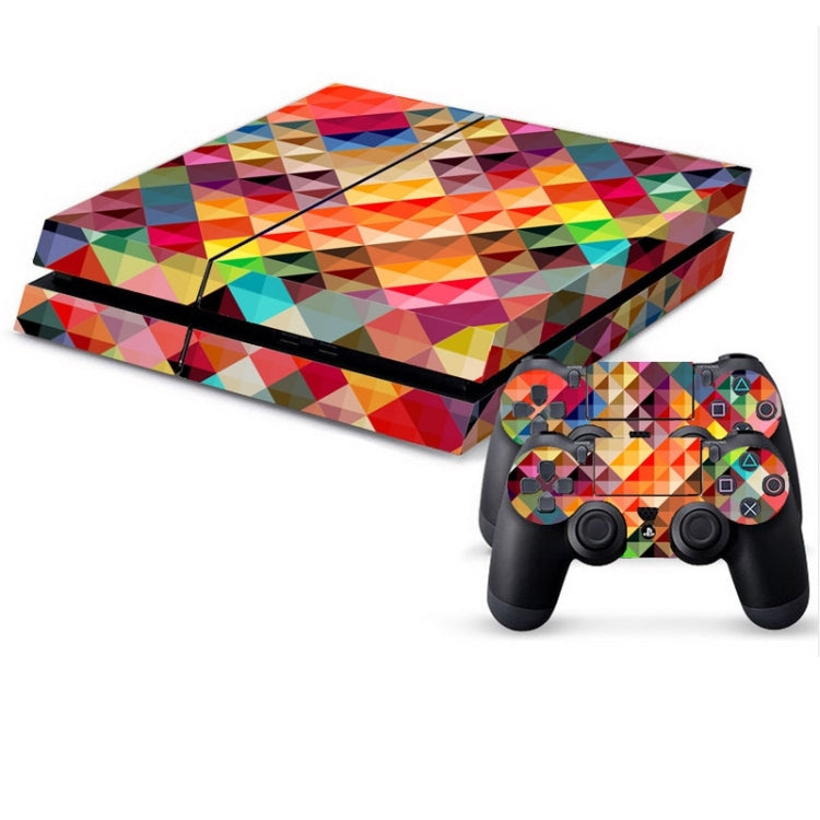 Color Grid Pattern Cover Skin Sticker For PS4 Game Console