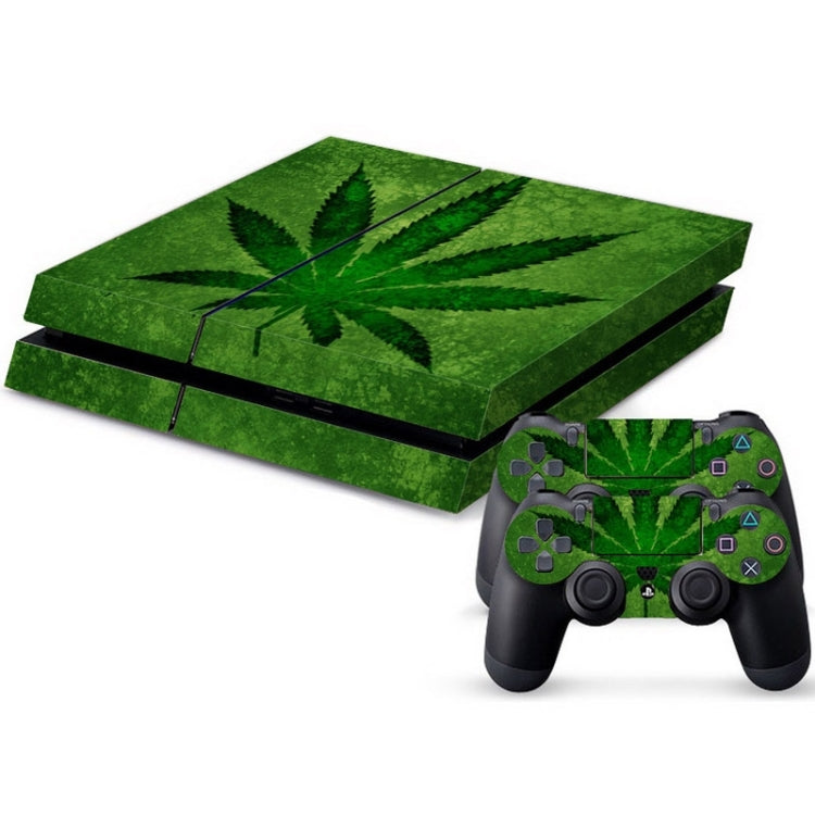 Autocollant de peau de couverture de motif de feuille verte pour la console de jeu PS4