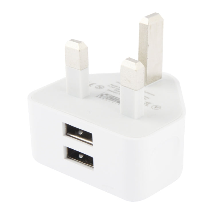 UK Plug 5V 2.1A Dual Port USB Charging Adapter for Galaxy Note III / N9000 / N7100 / i9500 / i9300 and Other Devices (White)