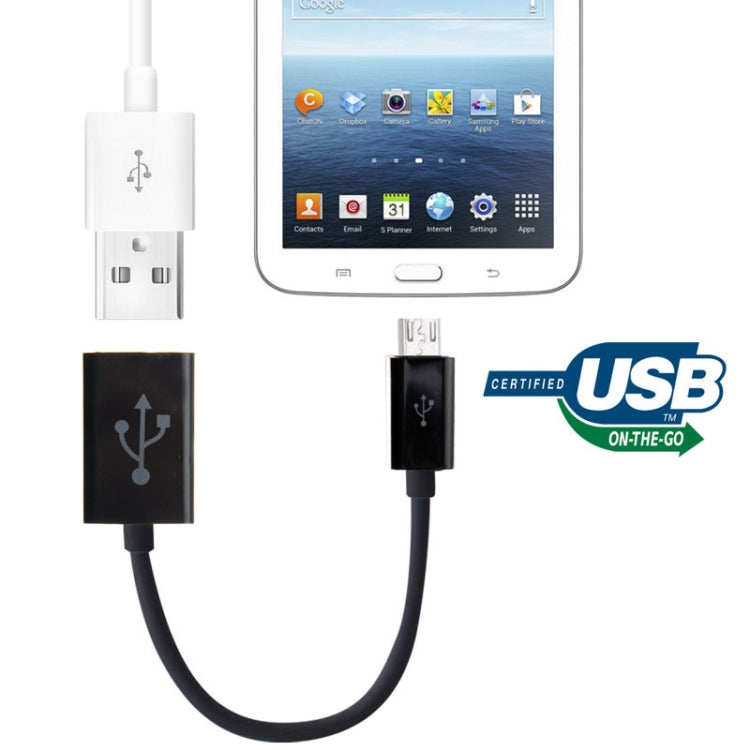 Cable de conexión Micro USB OTG de 15 cm para Galaxy Tab 3 (8.0 / 10.1) T310 / P5200 Note 10.1 (Edición 2014) / P600 GALAXY Tab 4 (7.0 / 8.0 / 10.1) T230 / T330 / T530 Galaxy Tab Pro (8.4 / 10.1) T320 / T520 i9500 / i9300 / N7100 (Negro)