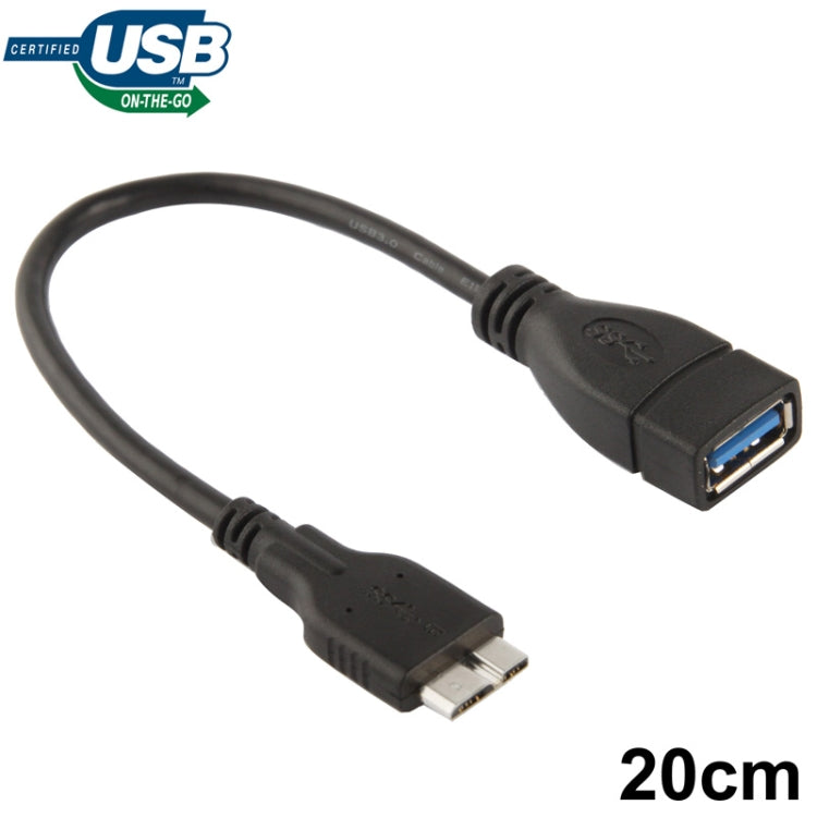 Câble Micro USB 3.0 vers USB 3.0 OTG de 20 cm pour Galaxy Note III / N9000 (Noir)