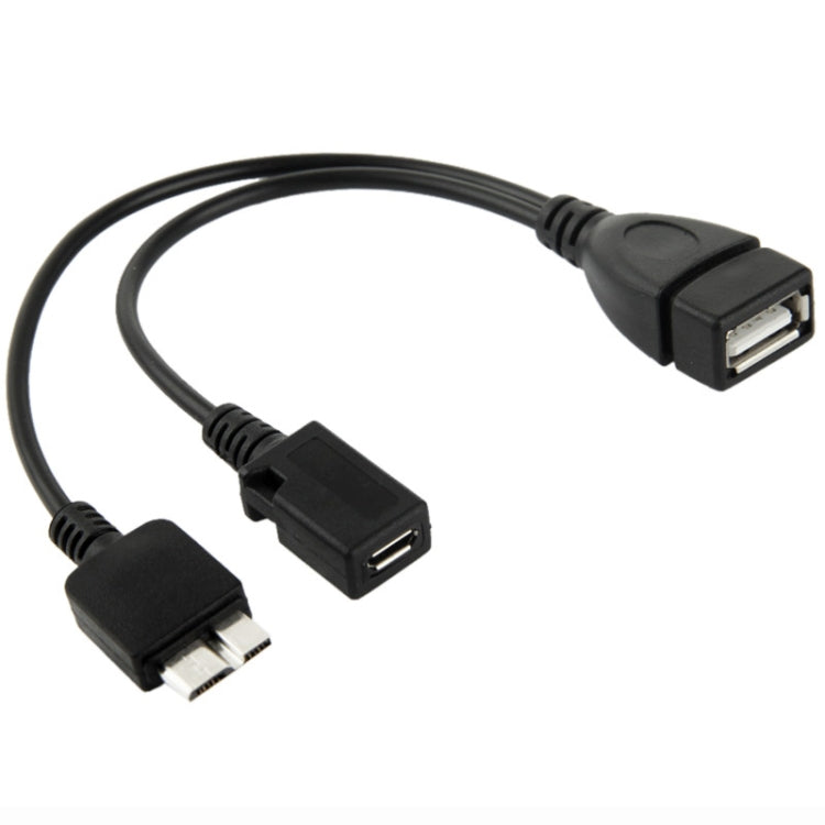 USB AF to Micro USB 3.0 + Micro USB 2.0 Cable for Galaxy Note III / N9000 Length: 20 cm (Black)