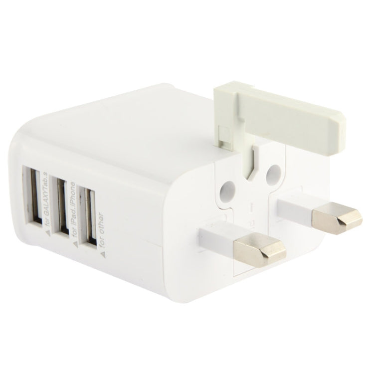 USB Wall Charger 5.3V 3.0A 3-Port USB Travel Power Adapter UK Plug (White)