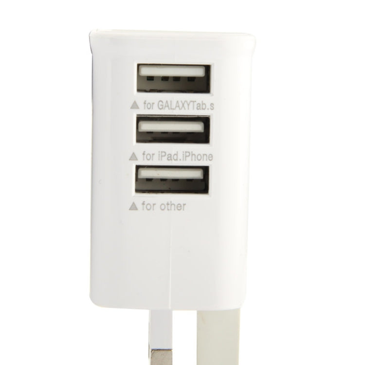 USB Wall Charger 5.3V 3.0A 3-Port USB Travel Power Adapter UK Plug (White)