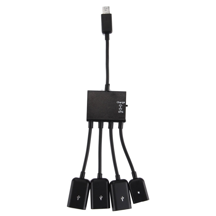 18cm 4-Port Micro USB OTG Charging HUB Cable for Samsung / Huawei / Xiaomi / Meizu / LG / HTC and other Smartphones (Black)