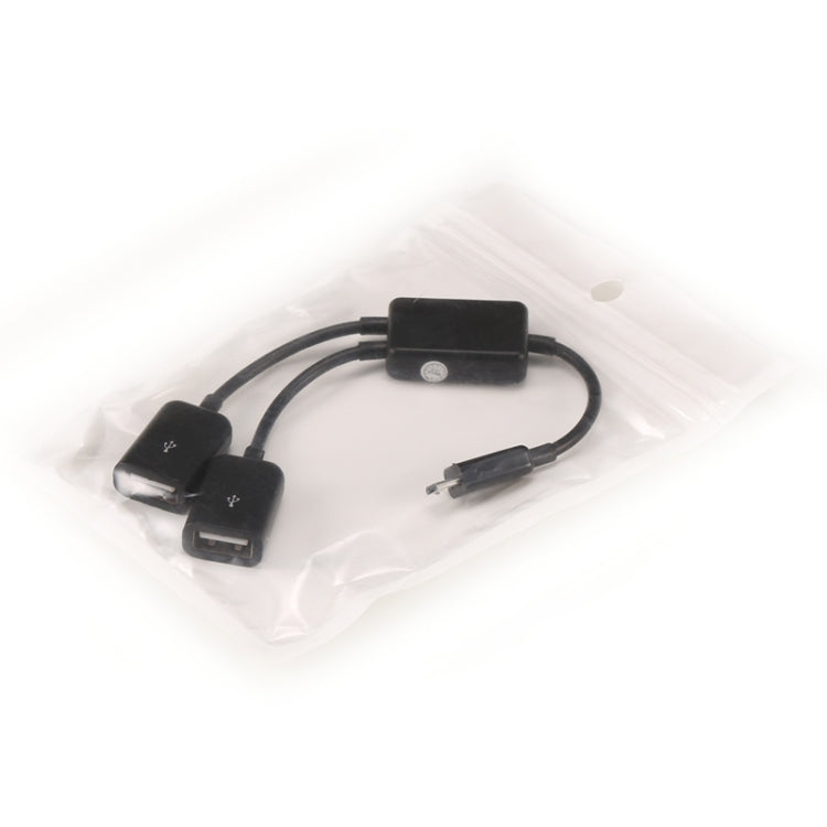 Cable Micro USB OTG de Puertos Dobles de 20 cm Para Galaxy S6 y S6 edge / S5 / S4 Note 4 tabletas (Negro)