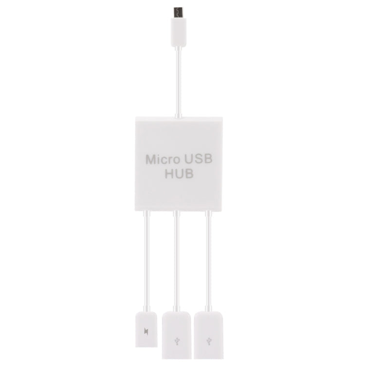 Micro USB to 2 Port USB OTG HUB Cable with Micro USB Power Supply Length: 20cm For Galaxy S6 and S6 edge/S5/S4 Note 4 Tablets (White)