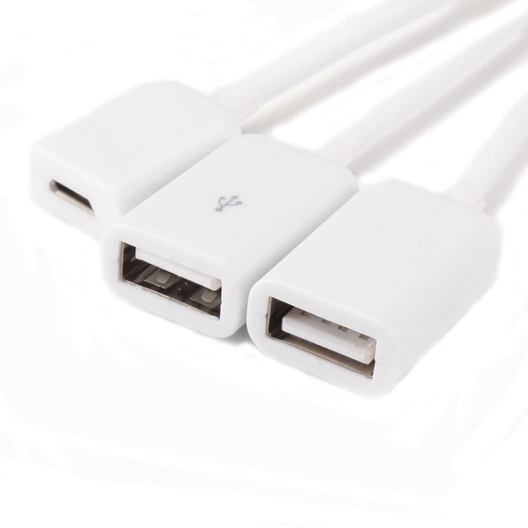 Cable Micro USB a 2 Puertos USB OTG HUB con fuente de alimentación Micro USB Longitud: 20 cm Para Galaxy S6 y S6 edge / S5 / S4 Note 4 tabletas (Blanco)