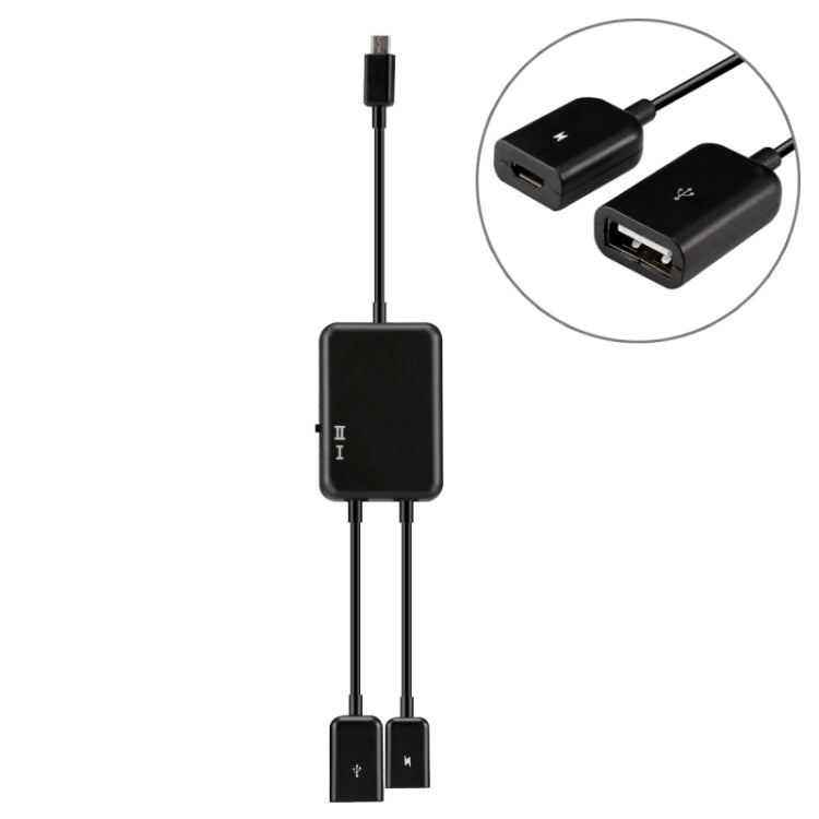 Cable HUB de Carga Micro USB de 2 Puertos longitud: 20 cm Para Galaxy S6 y S6 edge / S5 / S4 Note 4 tableta (Negro)