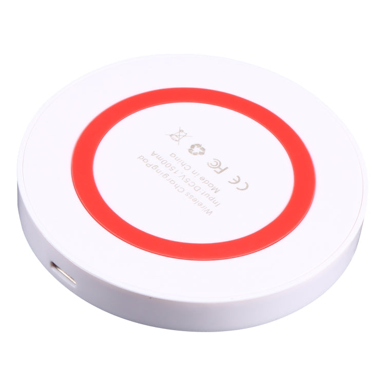 Universal Qi Standard Round Wireless Charging Pad (White + Red)