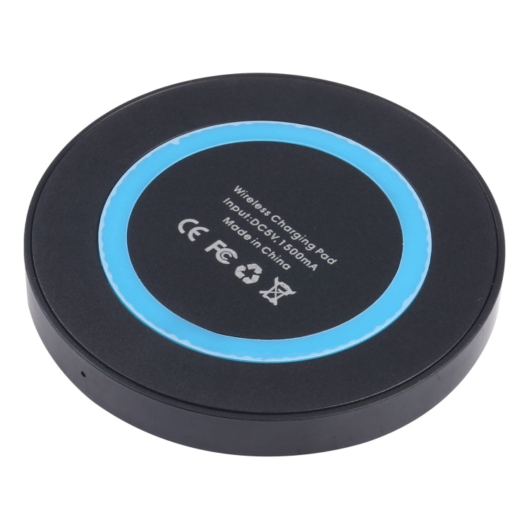 Universal QI Standard Round Wireless Charging Pad (Black + Blue)
