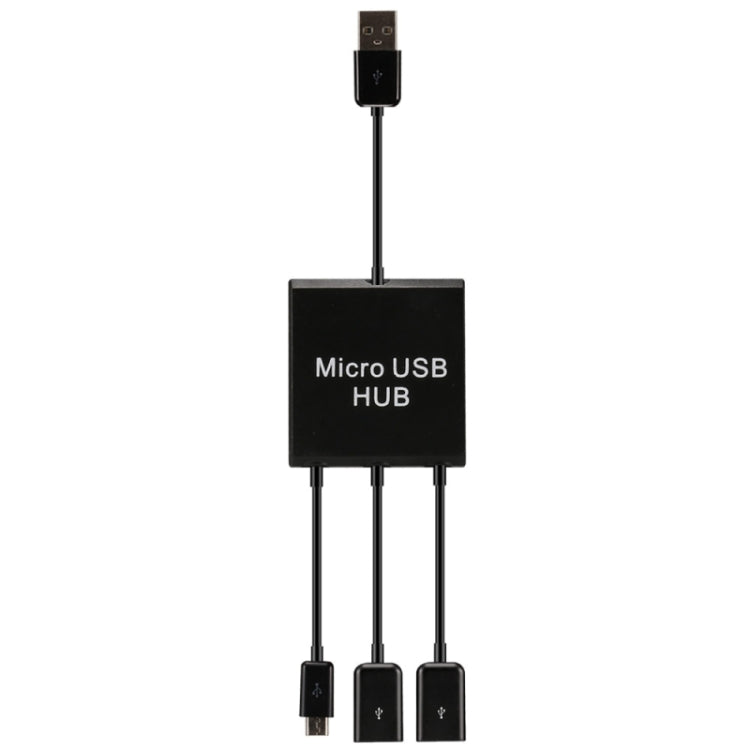 20cm Micro USB Macho + 2 Puertos USB Hembra a USB 2.0 Hub Cable Para Galaxy Huawei Xiaomi LG HTC y otros Teléfonos Inteligentes (Negro)
