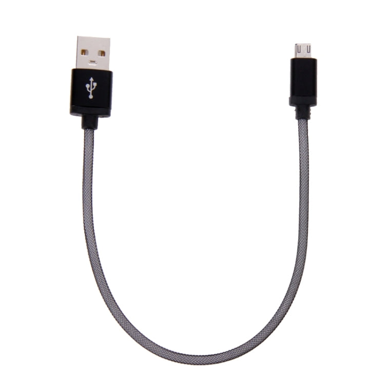 25cm Net Style Metal Head Micro USB a USB 2.0 Cable de Datos / Cargador Para Samsung / Huawei / Xiaomi / Meizu / LG / HTC y otros Teléfonos Inteligentes (Negro)