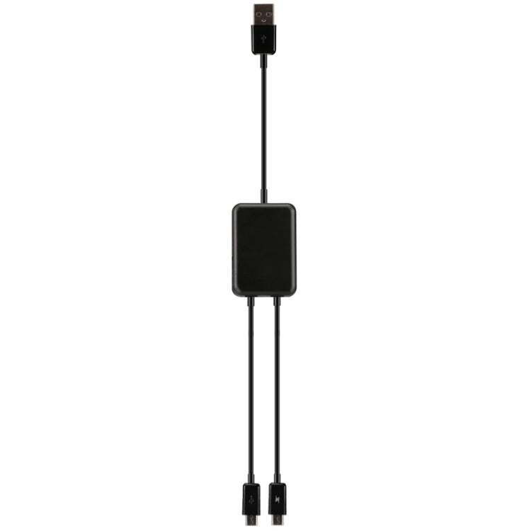 20cm 2 en 1 Combo USB a Micro USB Cable de Cargador de Datos de Doble Enchufe Para Galaxy Huawei Xiaomi LG HTC y otros Teléfonos Inteligentes (Negro)