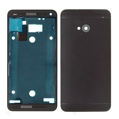 Full Housing Cover (Front Housing LCD Frame Bezel Plate + Back Housing) For HTC One M7 / 801e (Black)