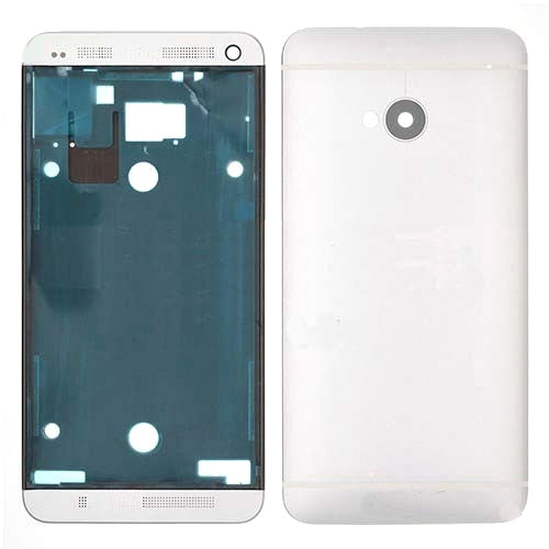 Full Housing Cover (Front Housing LCD Frame Bezel Plate + Back Cover) for HTC One M7 / 801e (White)