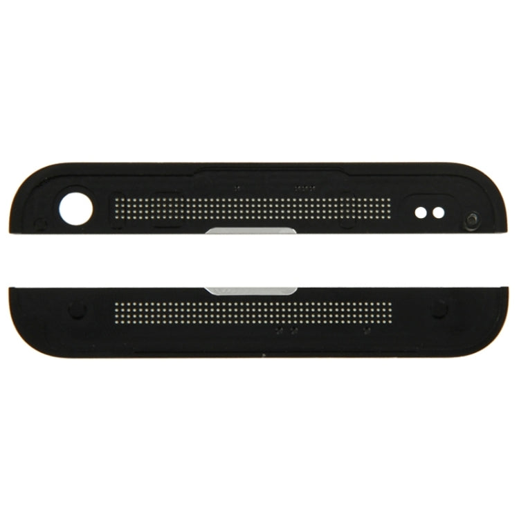 Upper Upper and Lower Lower Front Glass Lens Cover and Adhesive for HTC One / M7 (Black)