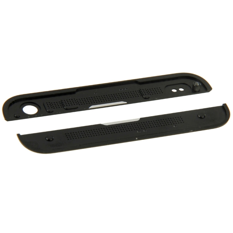 Upper Upper and Lower Lower Front Glass Lens Cover and Adhesive for HTC One / M7 (Black)