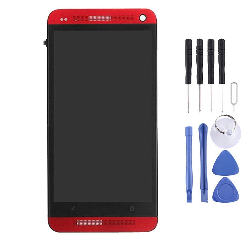 Ecran complet LCD + Tactile + Châssis HTC One M7 801e Rouge
