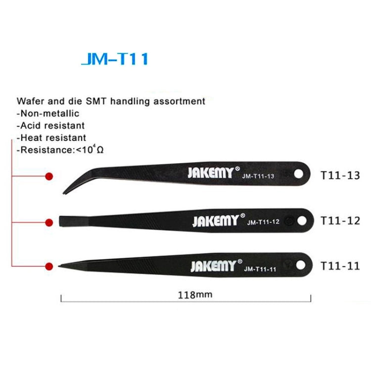 JAKEMY JM-T11 3 en 1 Kit de pinzas antiestáticas Profesionales