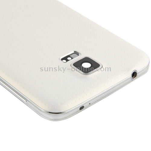 OEM Version LCD Middle Plate (Dual Card Version) with Button Cable and Back Cover for Samsung Galaxy S5 / G900 (White)