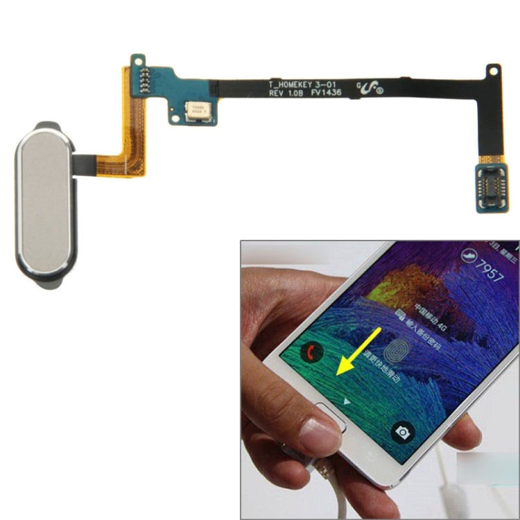 Cable Flex de Botón de Inicio con función de identificación de Huellas Dactilares para Samsung Galaxy Note 4 / N910 (Gris)