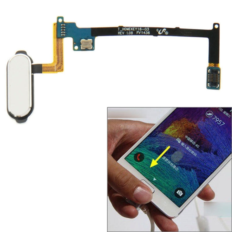 Cable Flex de Botón de Inicio con función de identificación de Huellas Dactilares para Samsung Galaxy Note 4 / N910 (Blanco)