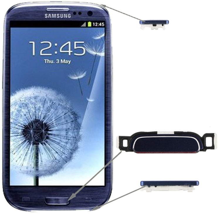 Touche d'accueil + touche d'alimentation + touche de volume pour Samsung Galaxy S3 / i9300 (bleu foncé)