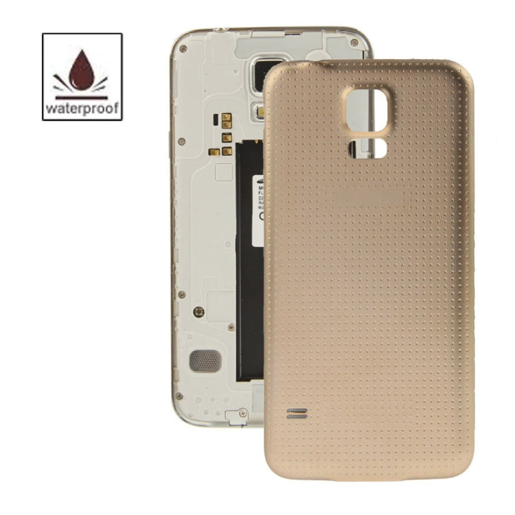 Plastic Material Battery Housing Door Cover with Waterproof Function for Samsung Galaxy S5 / G900 (Gold)