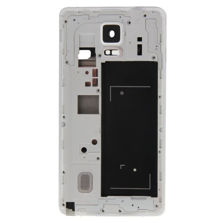 Couvercle complet du boîtier (plaque de cadre LCD du boîtier avant + panneau d'objectif de la caméra du boîtier de la plaque arrière du cadre central) pour Samsung Galaxy Note 4 / N910F (Blanc)